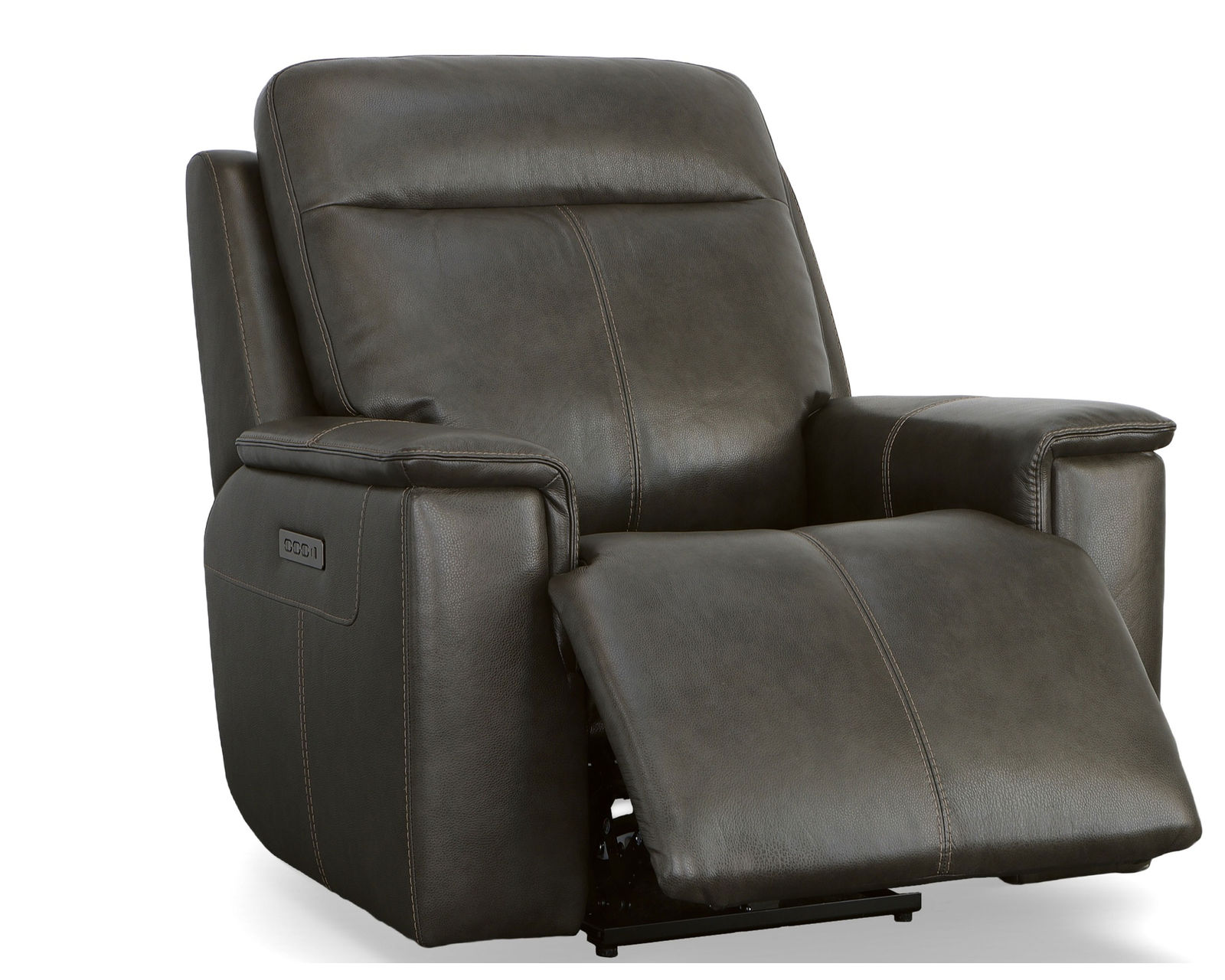 Odell Power Reclining Loveseat with Console, Power Headrests & Lumbar(Dark gray leather) in stock - Odell Power Recliner with Power Headrest & Lumbar
