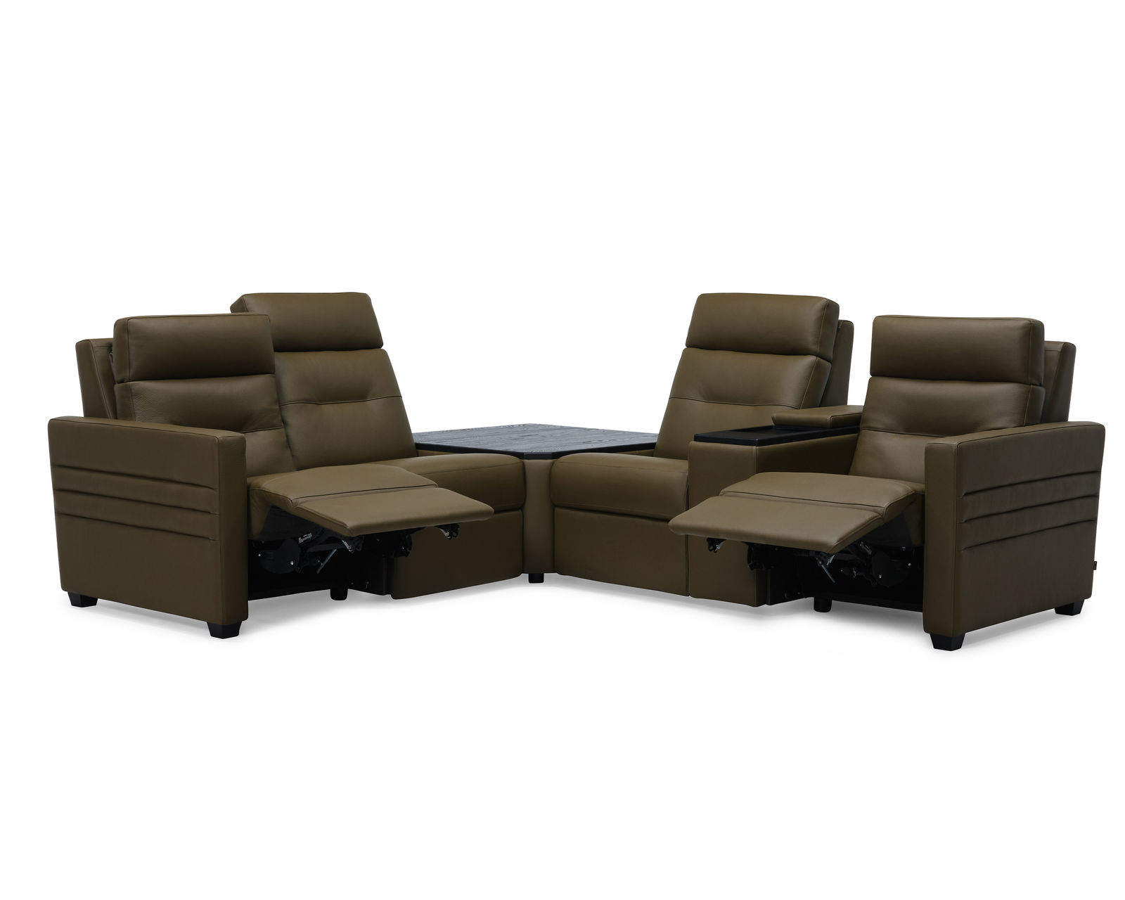 Reece 40109 Triple Power Reclining Sectional (+100 leathers) - Layout G: Three Piece Sectional (2 recliners). 92" x 103"