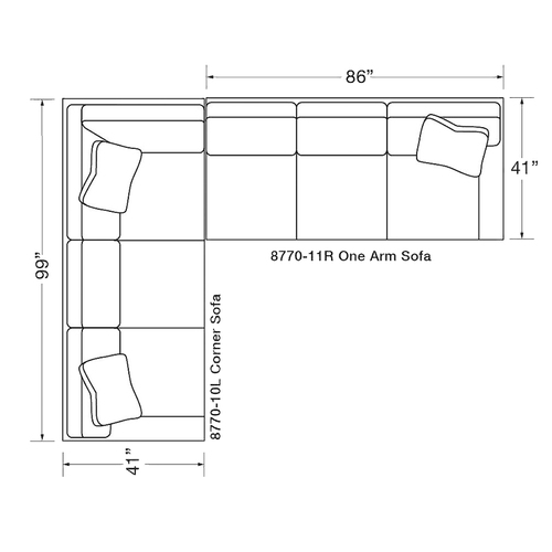 Layout C: Two Piece Sectional (99" x 127")