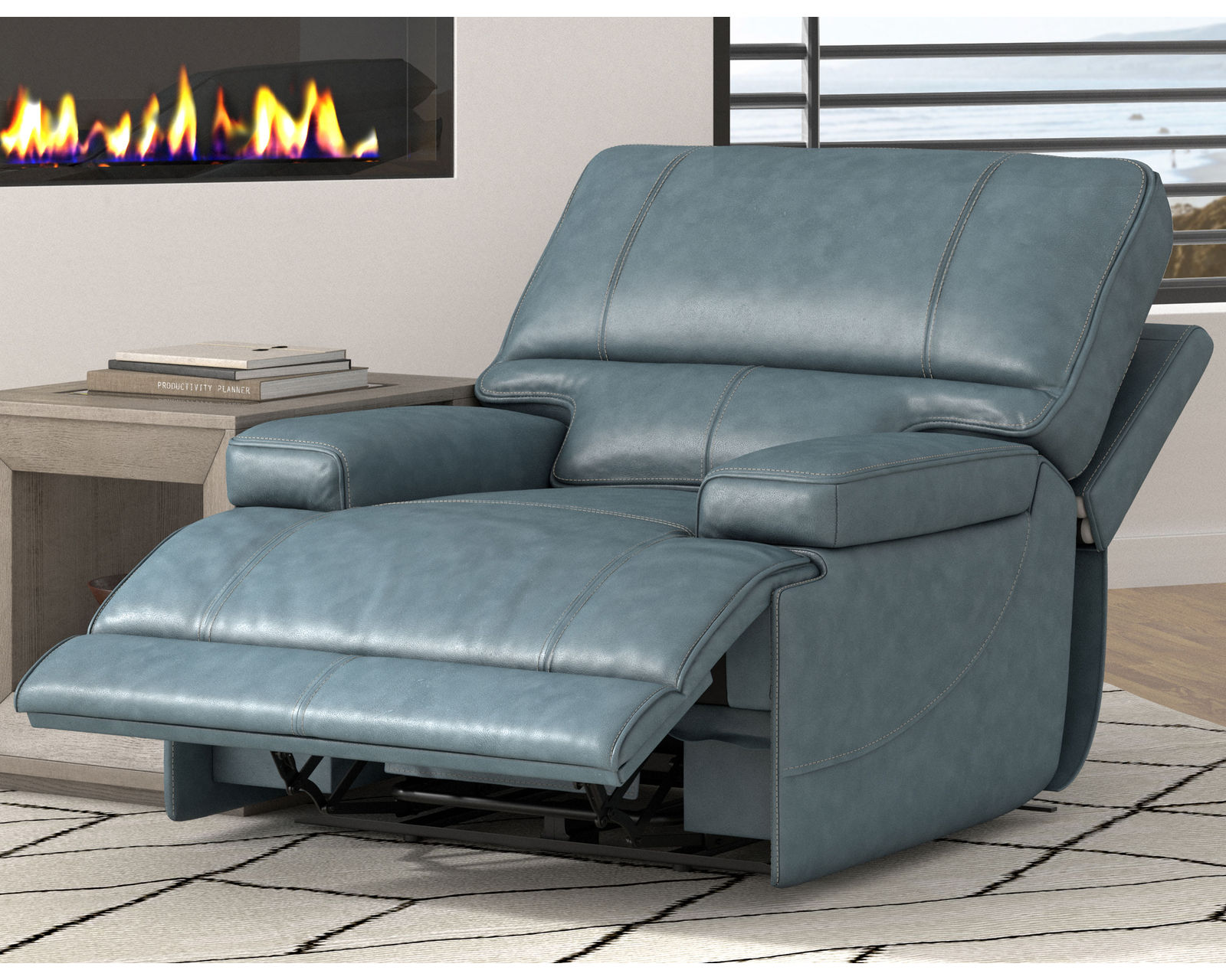 Whitman FreeMotion Cordless Power Headrest Power Recliner (Battery Operated) Azure (In stock - Fast shipping) - Whitman FreeMotion Cordless Power Headrest Power Recliner (Battery Operated) in Verona Azure 