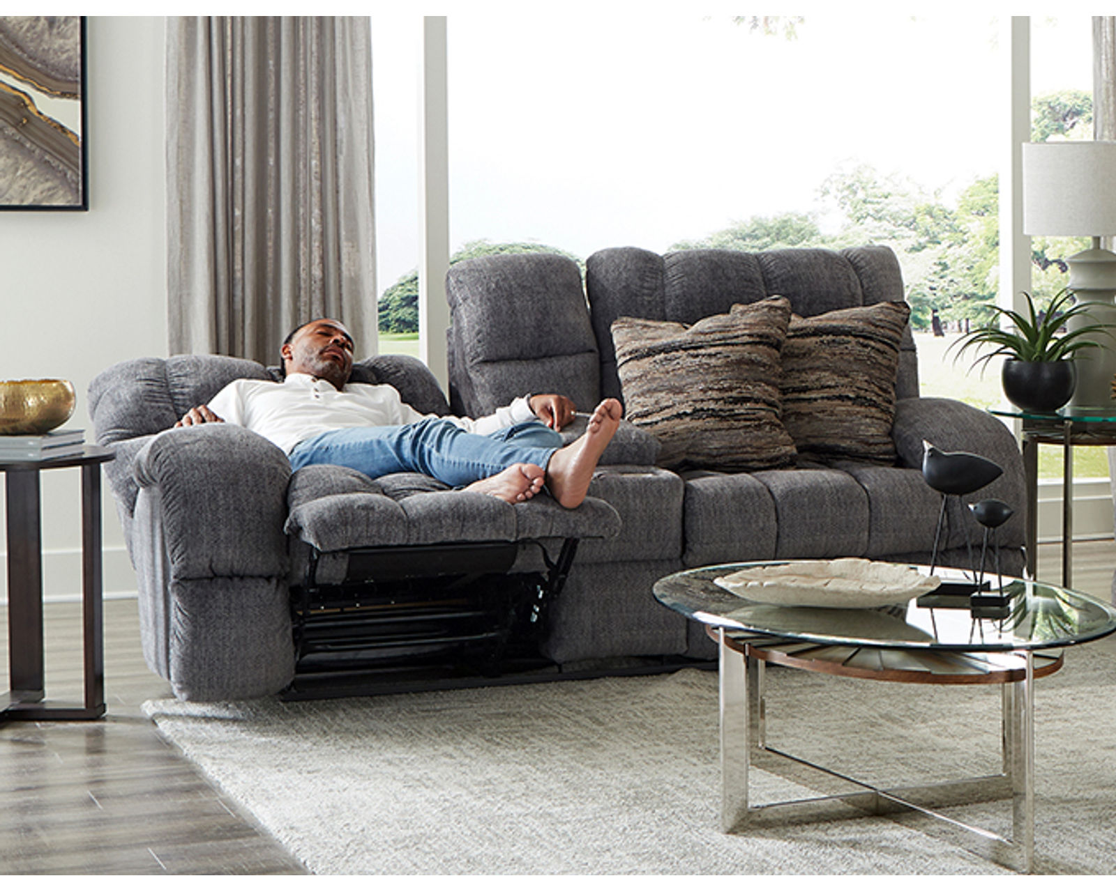 Ashland 93" Power Lay Flat Wide Seat Double Reclining Sofa (2 colors) - Stretch Out in Lay Flat Comfort