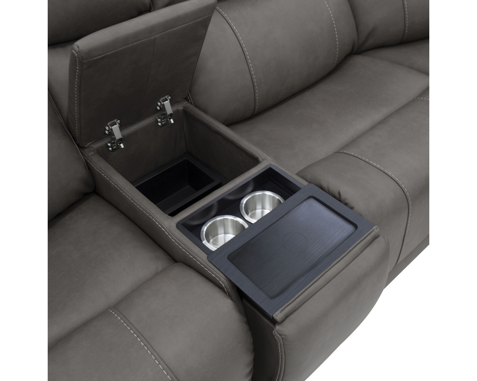 Carter 1587 Triple Power Reclining Sectional (2 colors) 866-02 -in stock - The storage console contains includes a wireless phone charging platform