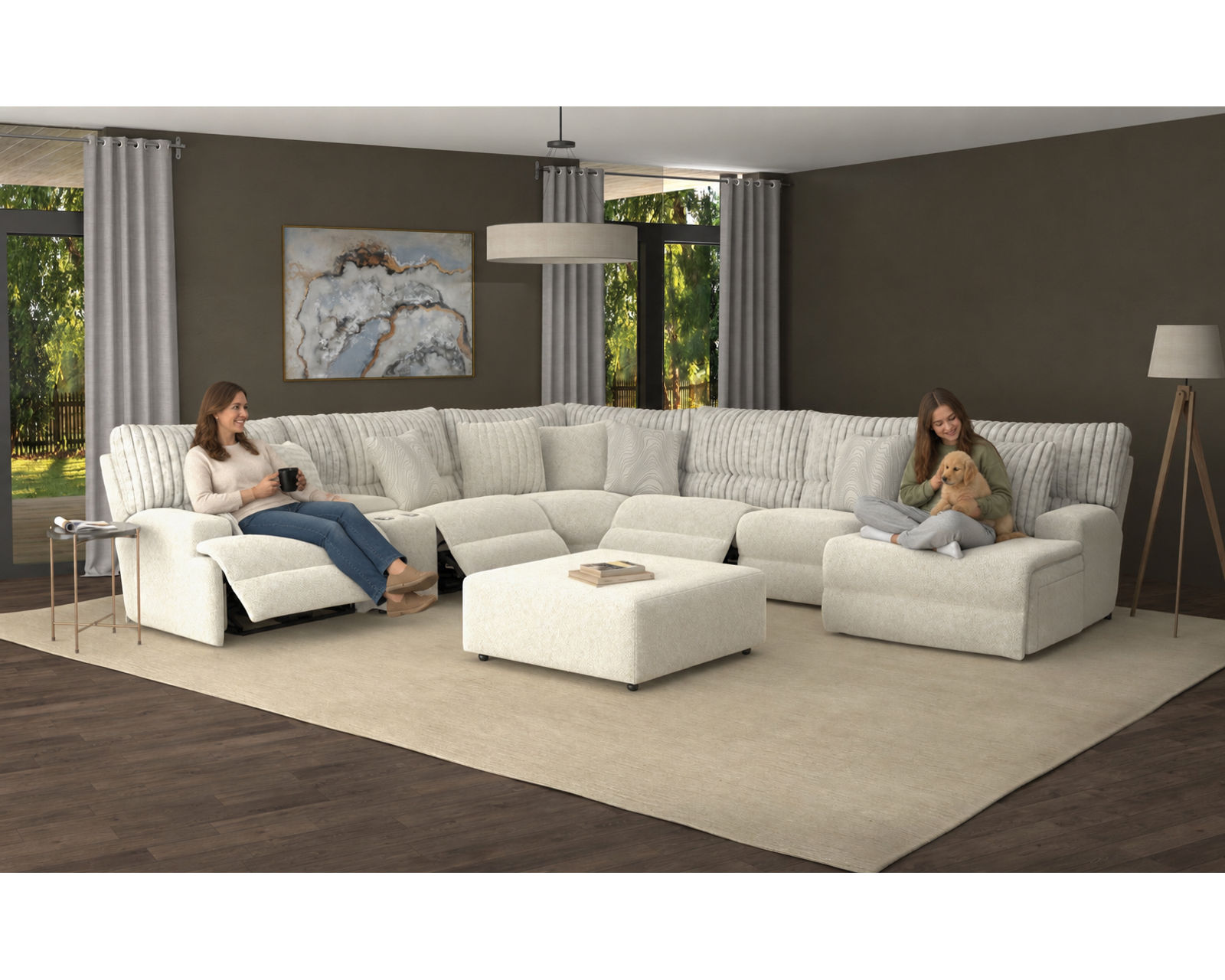 Carmen Deep Seat Power Headrest Power Reclining Sectional (includes pillows) - Relax Better. Live Better.