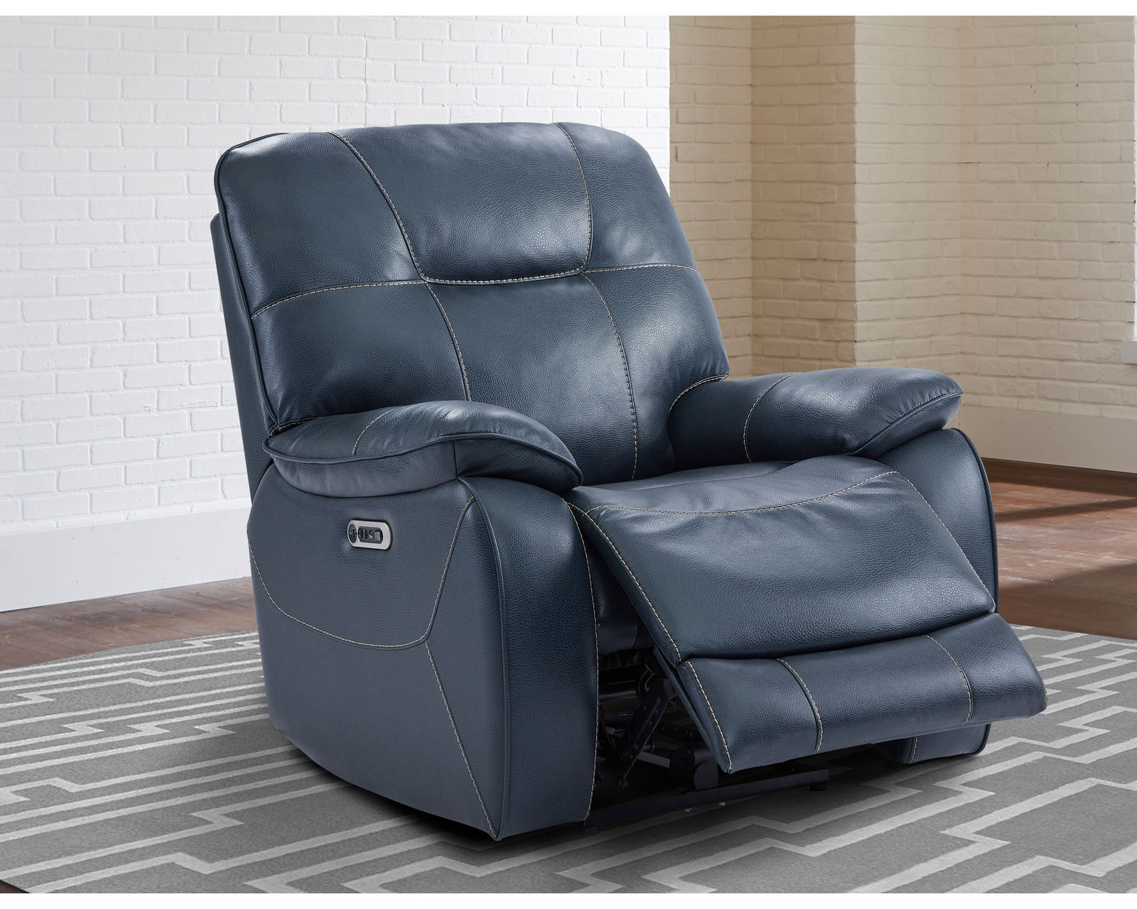 Axel Power Headrest Power Recliner in Admiral (In stock) - Axel Power Headrest Power Recliner in Admiral (Leather like fabric)