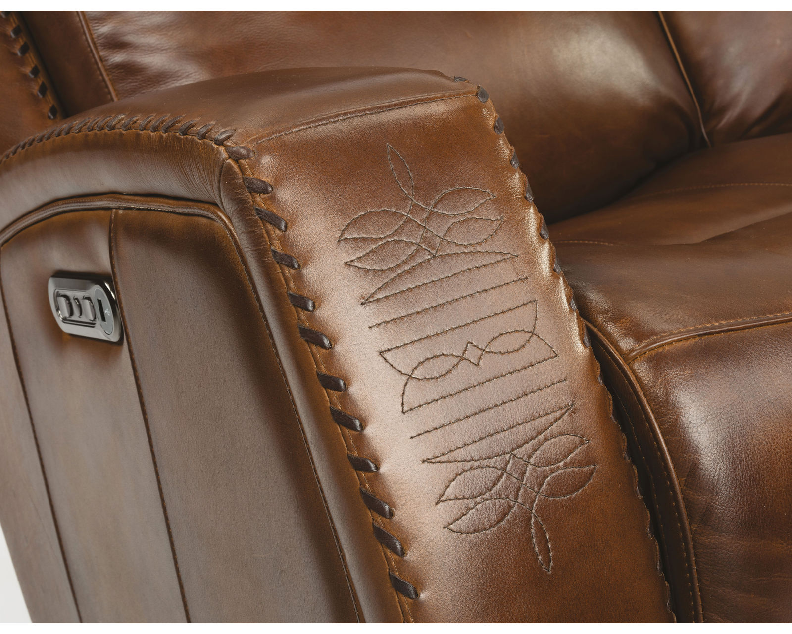 Mustang Power Reclining Loveseat with Console and Power Headrests (in stock)