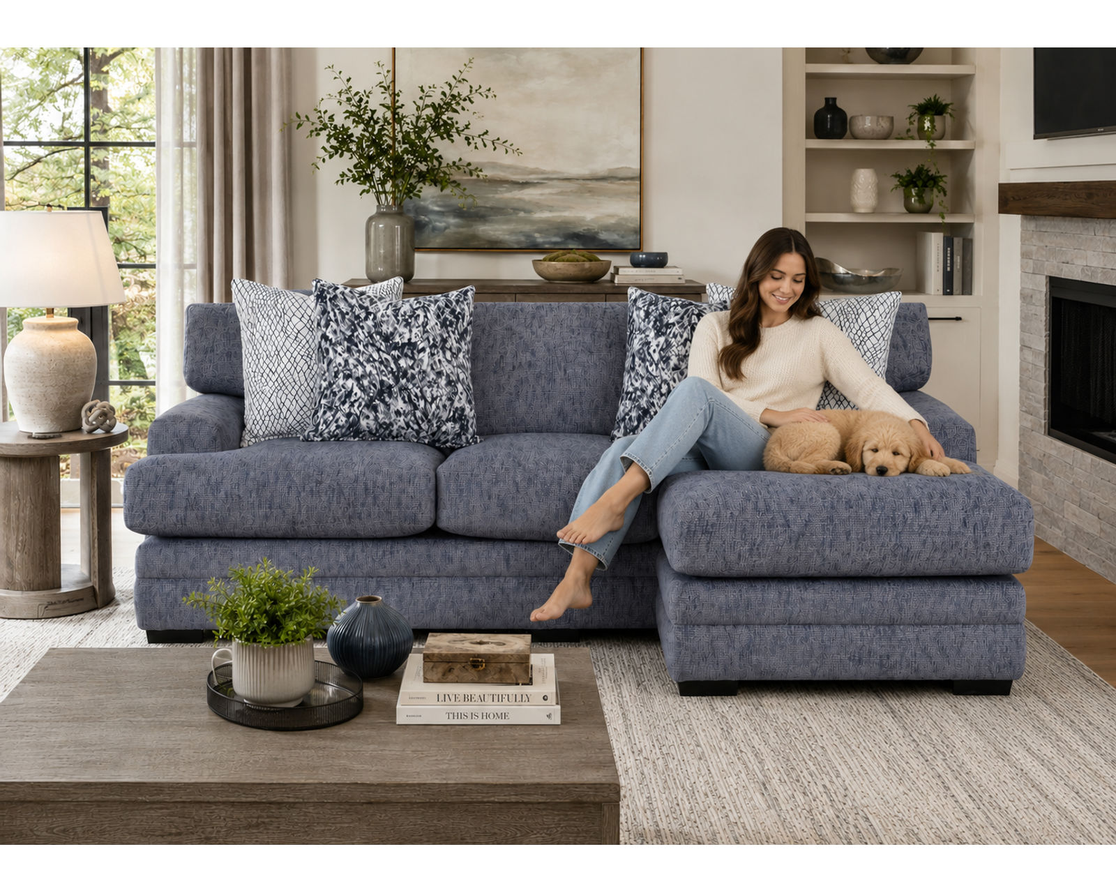 Sapphire 99" Sofa with Reversible Chaise (Relax Your Way. Reversible Chaise Comfort with a Fresh Designer Look) - Luxury Looks. Beautiful Rooms. Surprisingly Affordable.
