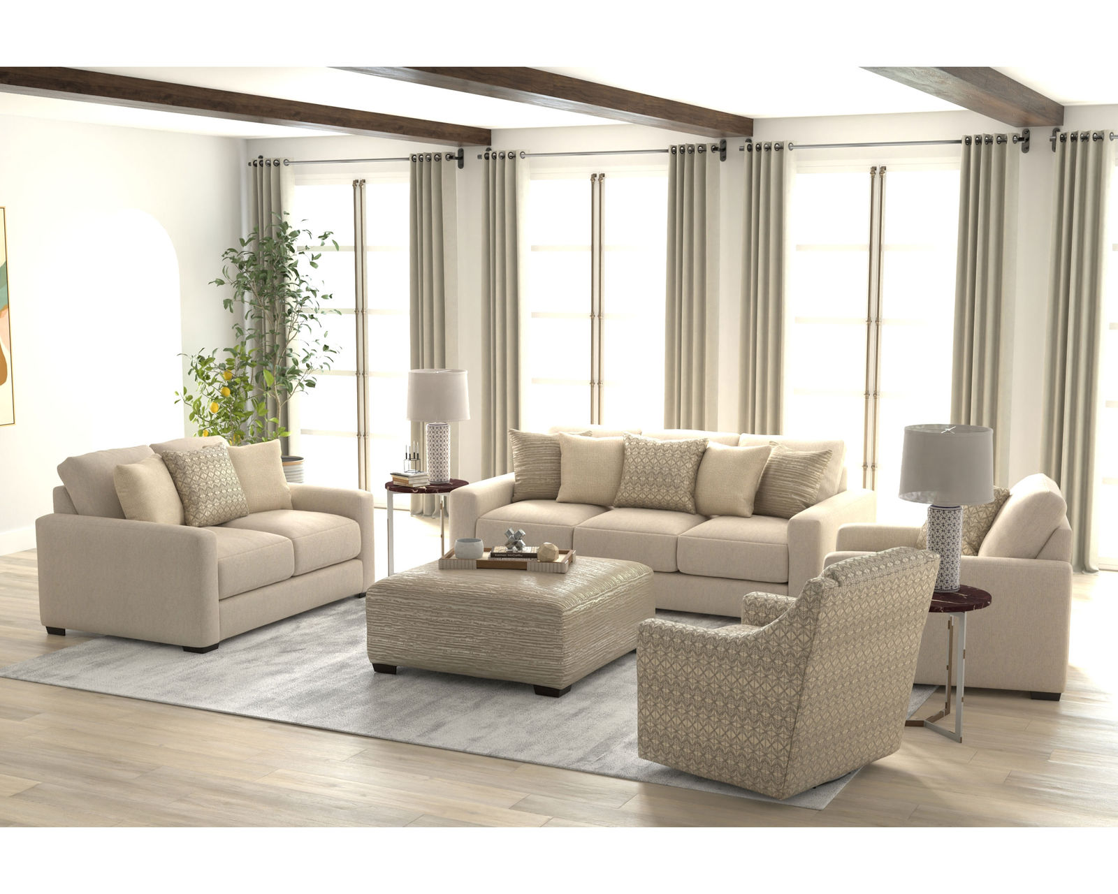 Hyde Park 94" Stationary Sofa (2 colors) includes pillows - Enjoy the Entire Room