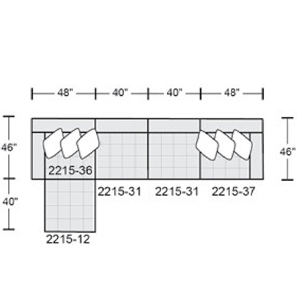 Layout D: Five Piece Sectional 176" x 86"