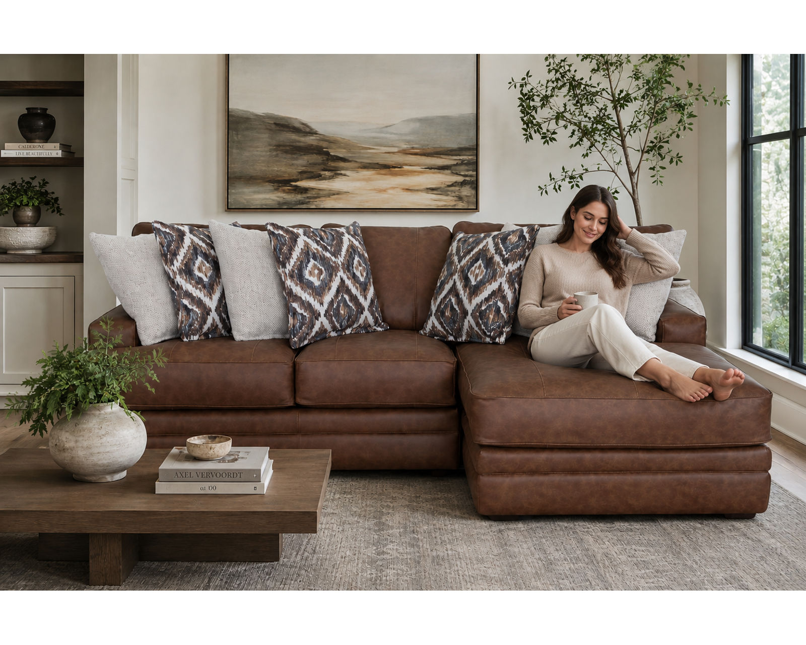 Asheville 934 Modular Sectional (Leather Look without the Leather Price) - A Designer Room. A Comfortable Price.