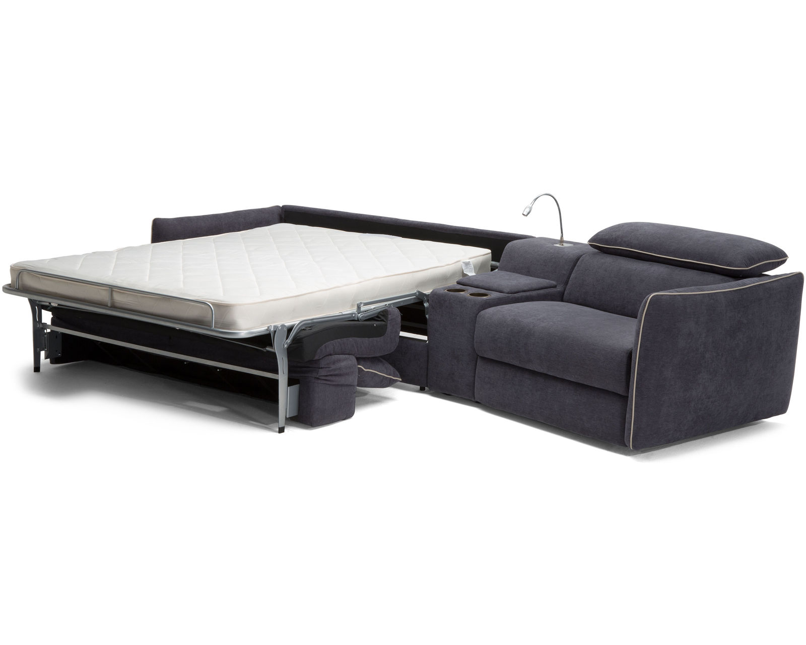 Meraviglia B995 Leather Reclining Sleeper Sectional (+25 leathers) - Layout D:  Three Piece Sleeper Sectional 83" x 127"