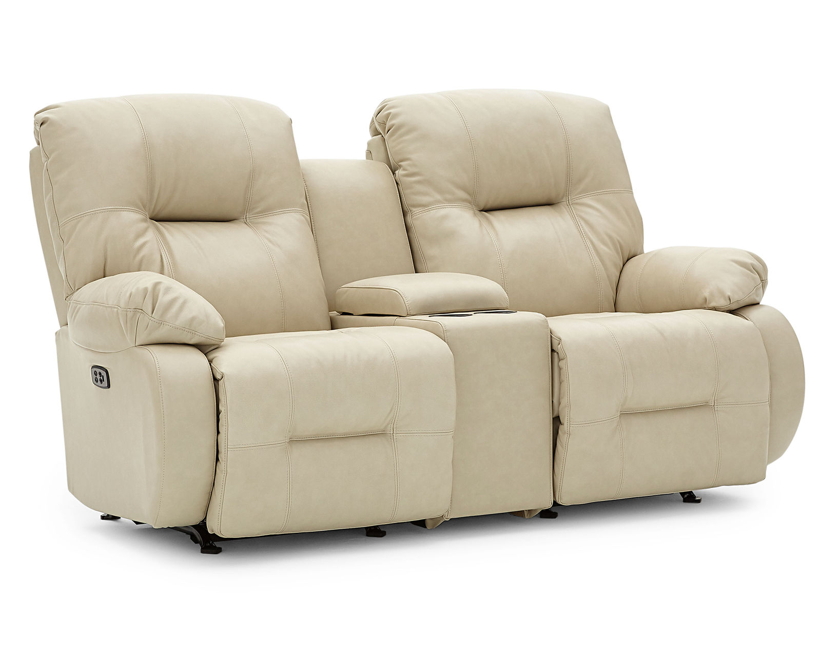 Brinley Double Reclining Leather Console Loveseat (+30 leathers) - Brinley Console Reclining Loveseat - Rocking Reclining Console Loveseat Available