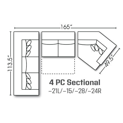 Layout A: Four Piece Sleeper Sectional 113.5" x 165"