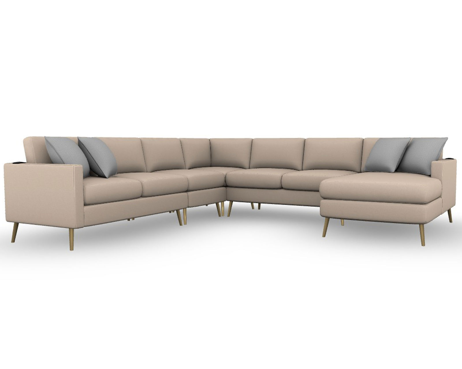 Trafton M10 Stationary Sectional (+139 fabrics)USB charging - Layout G: Four Piece Sectional 92" x 124" (Two USB chargers)