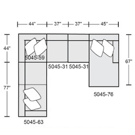 Layout F: Five Piece Sectional 163" x 121" x 67"