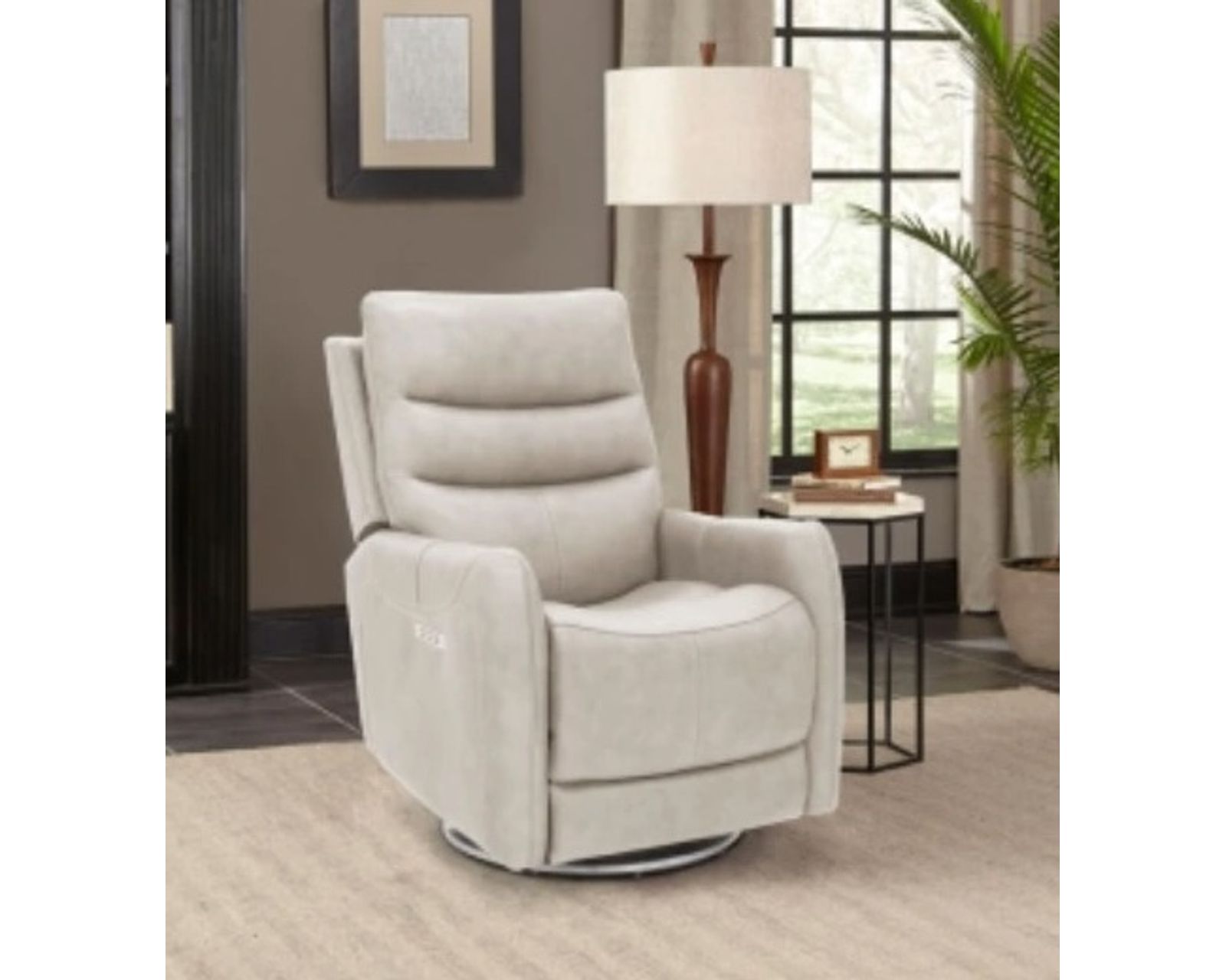 San Marco Swivel Recliner w/Power Recline, Power Head Rest & Power Lumbar (Lay Flat) - Dove (In stock)