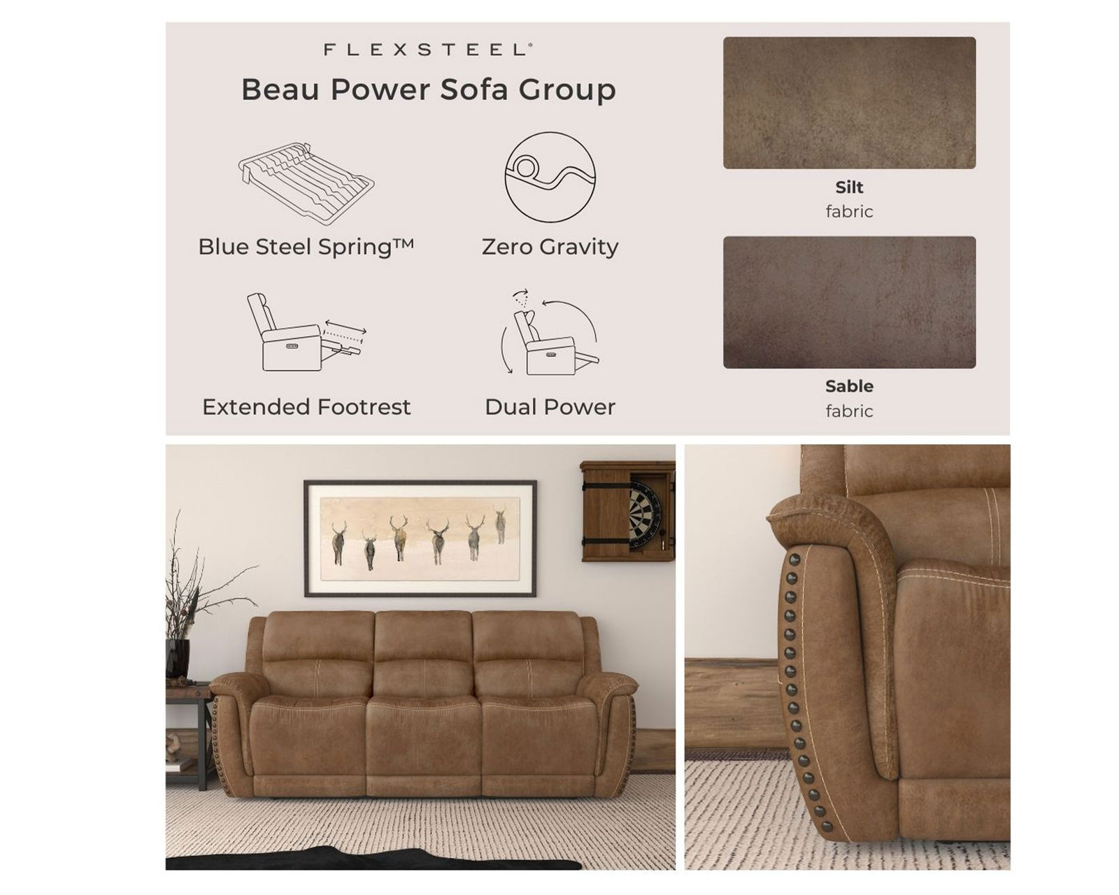Beau 1011 Power Headrest Power Reclining Console Loveseat (Caramel faux leather fabric) in stock