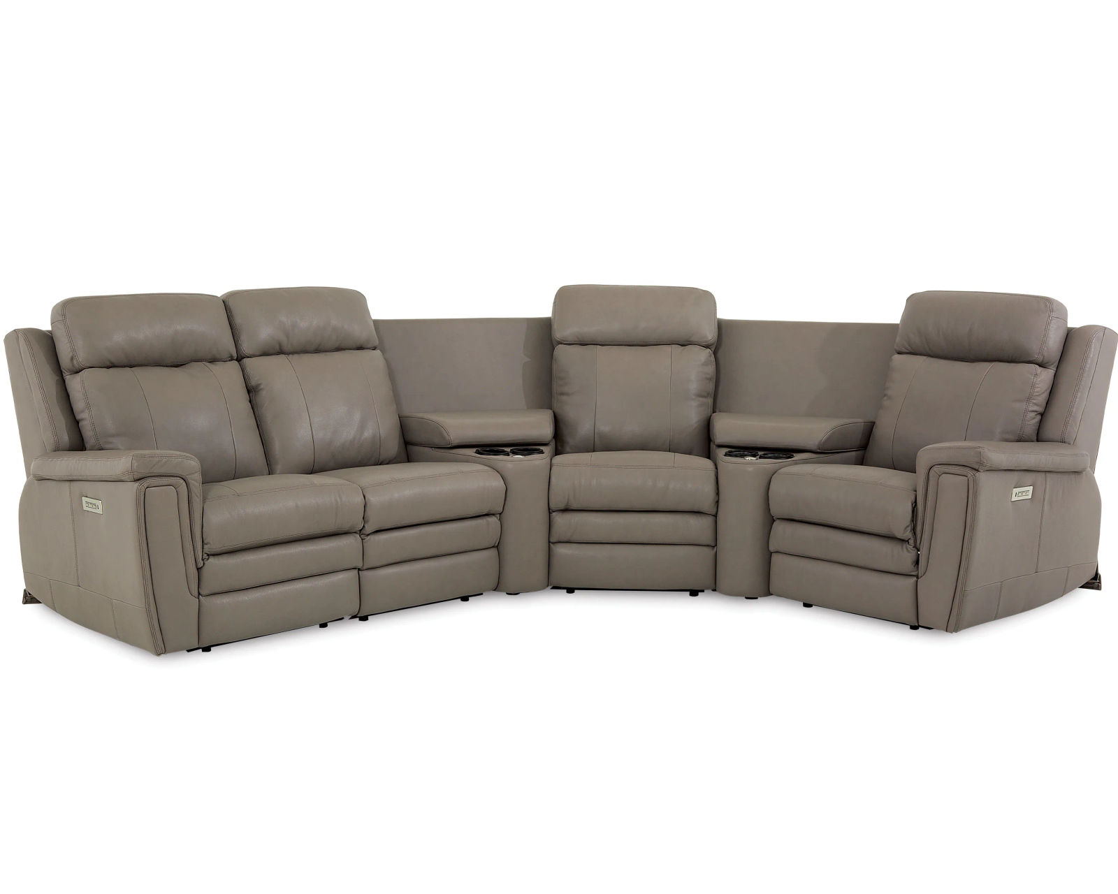 Asher 41065 Power Headrest Power Reclining Leather Sectional (+100 leathers) - Layout G: Six Piece Sectional (2 Recliners)