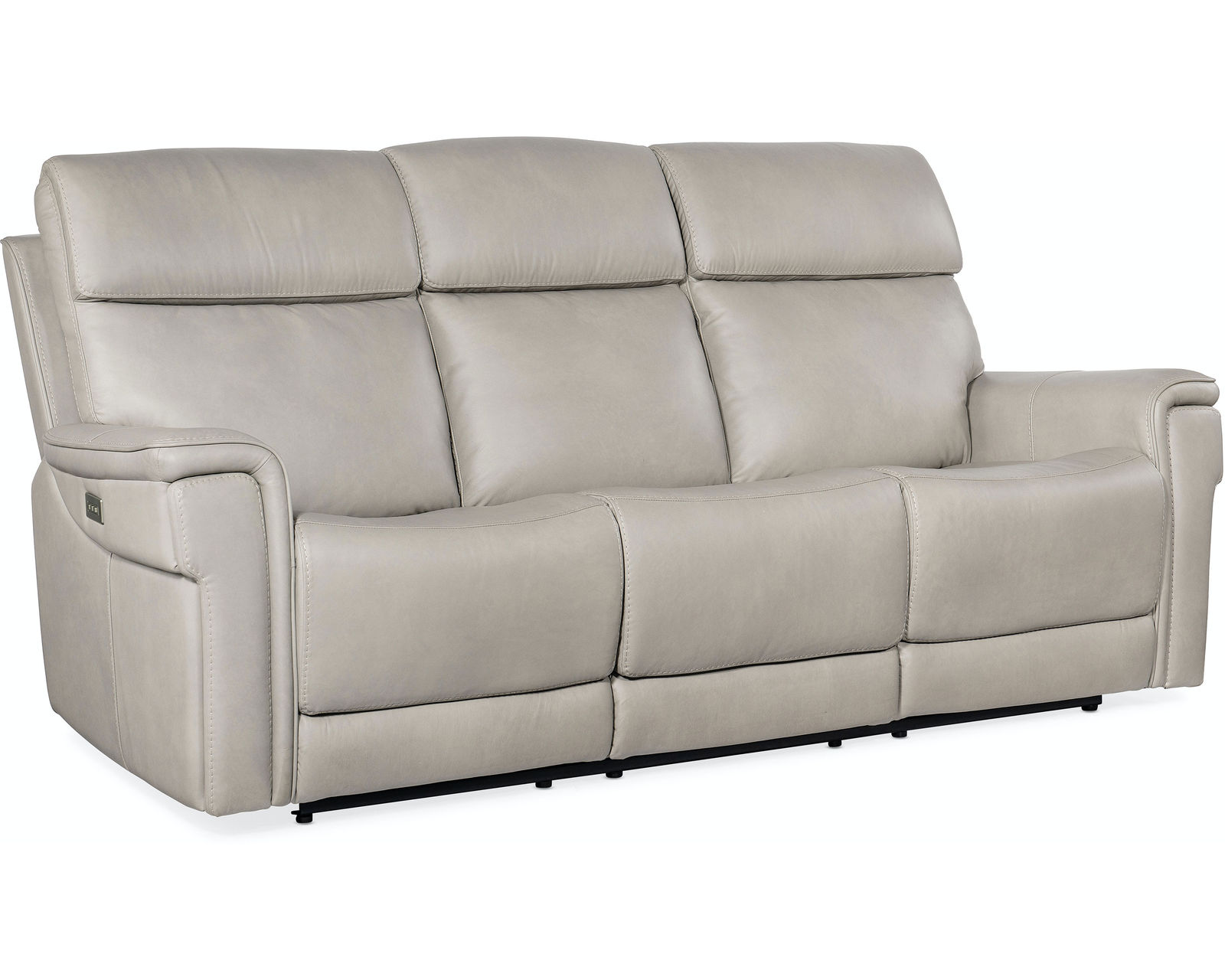Lyra Leather Zero Gravity Power Sofa w/Power Headrest 89" (Ash) In stock - All arms feature USB port and pop-out arm panel with a metal cupholder