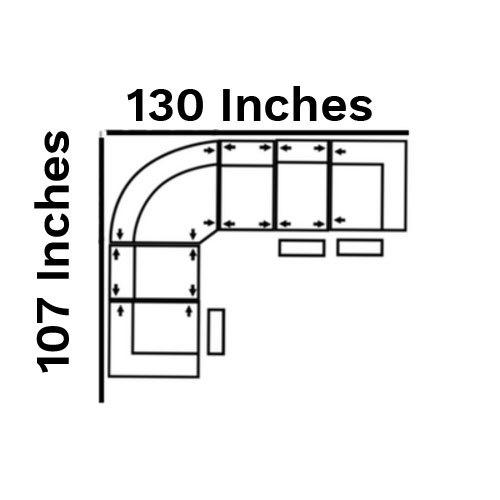 Layout C:  Six Piece Sectional 107" x 130" (3 recliners)