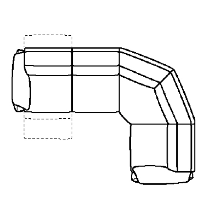 Layout C: Four Piece Reclining Sectional 117" x 95" (1 recliner)