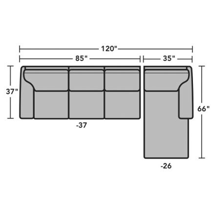 Layout H: Two Piece Sectional 120" x 66"