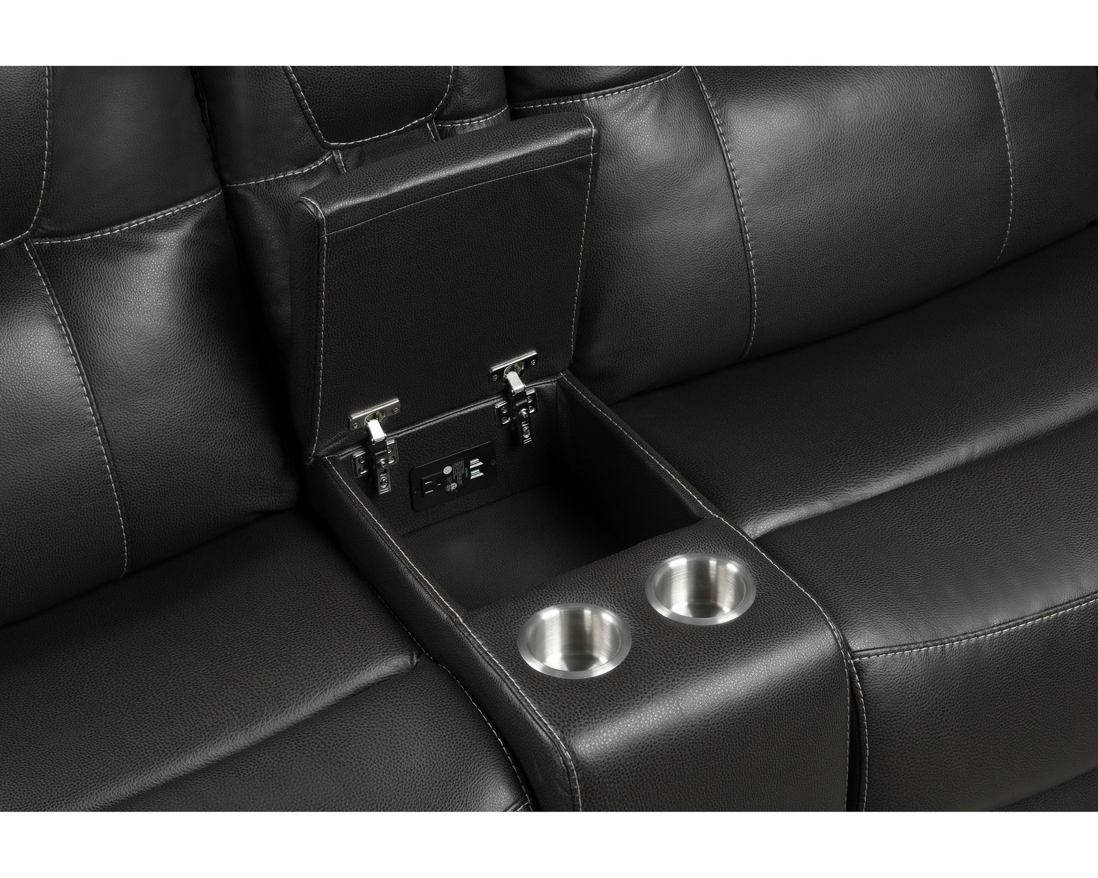 Axel Power Headrest Power Reclining Sectional in Ozone (In stock) - Entertainment Console