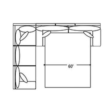 Layout B: Two Piece Sleeper Sectional (Sleeper Right Side) 92" x 116"