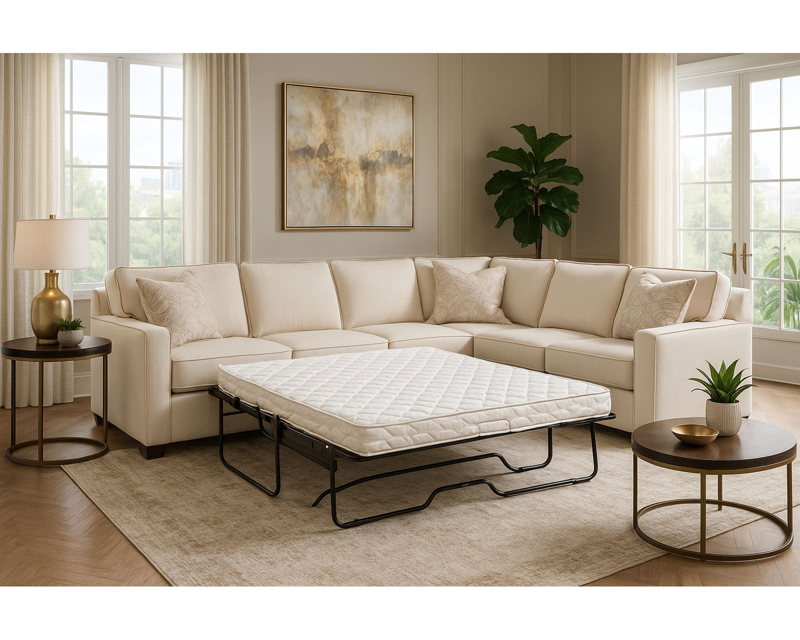 Easton Queen Sleeper Sectional  (+69 fabrics) - Layout A:  Two Piece Left Side Sleeper Sectional 117" x 94"