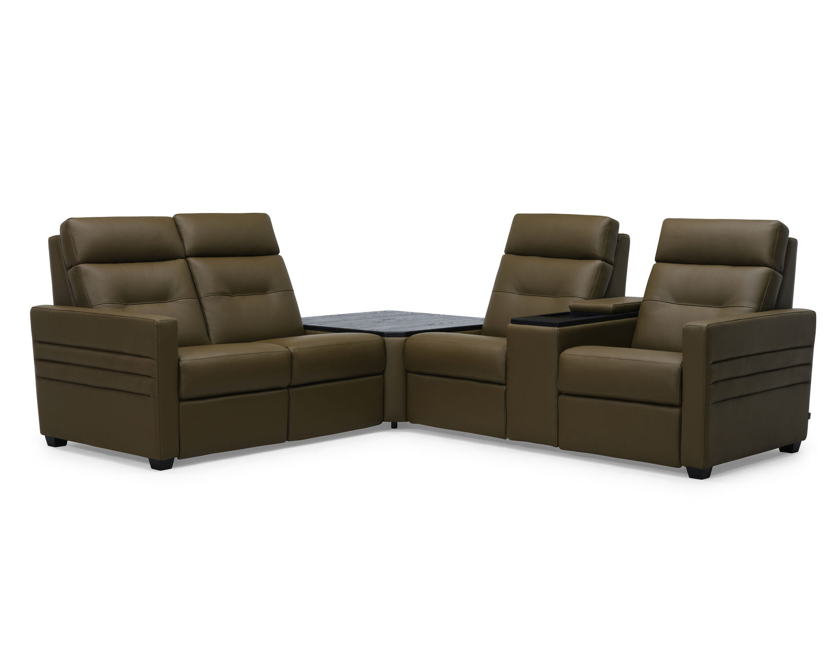 Reece 40109 Triple Power Reclining Sectional (+100 leathers) - Layout G: Three Piece Sectional (2 recliners). 92" x 103"