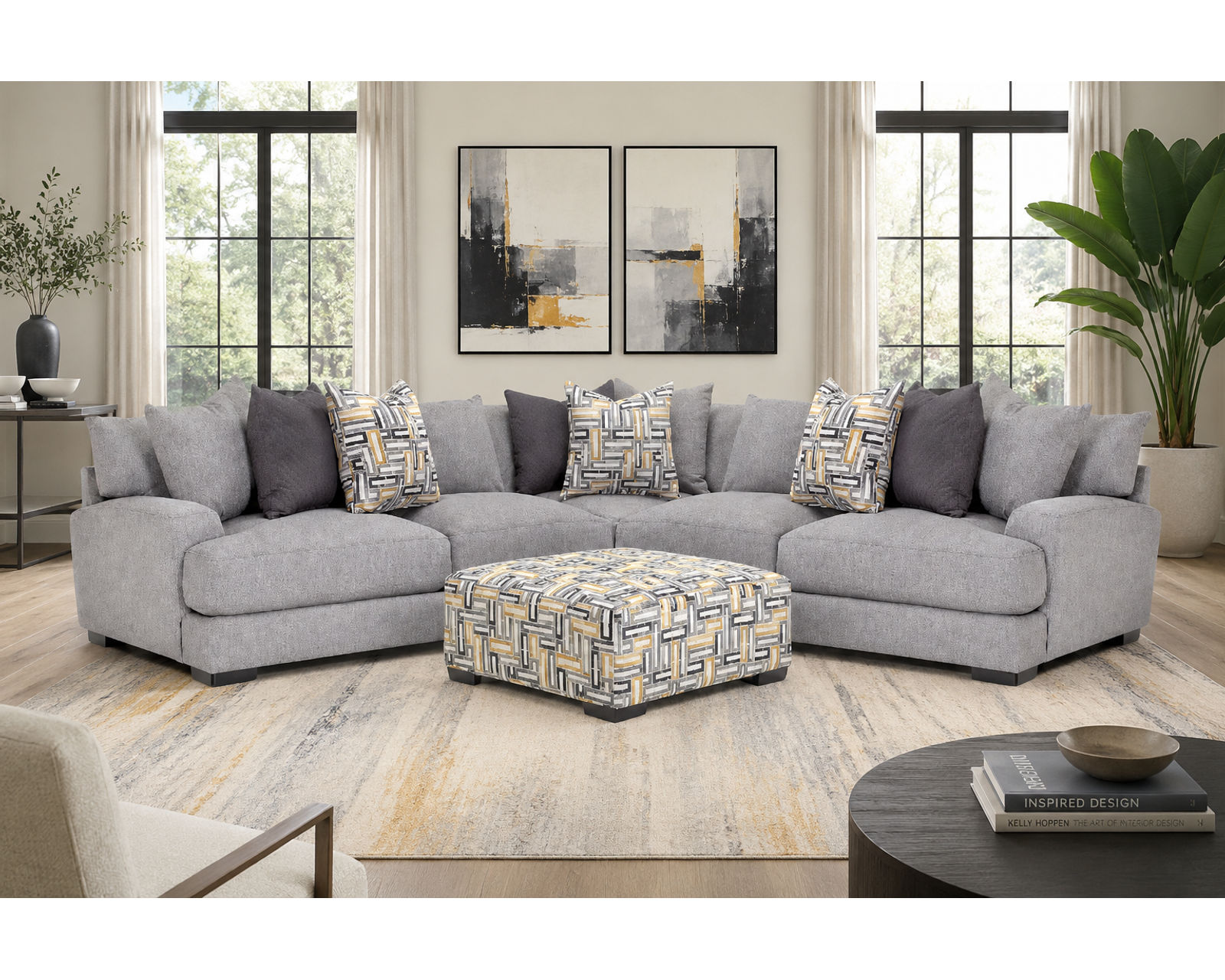 Brentwood 115" x 115" Three Piece Sectional (Contemporary Scale. Sink-In Comfort) - Luxury Looks. Beautiful Rooms. Surprisingly Affordable.