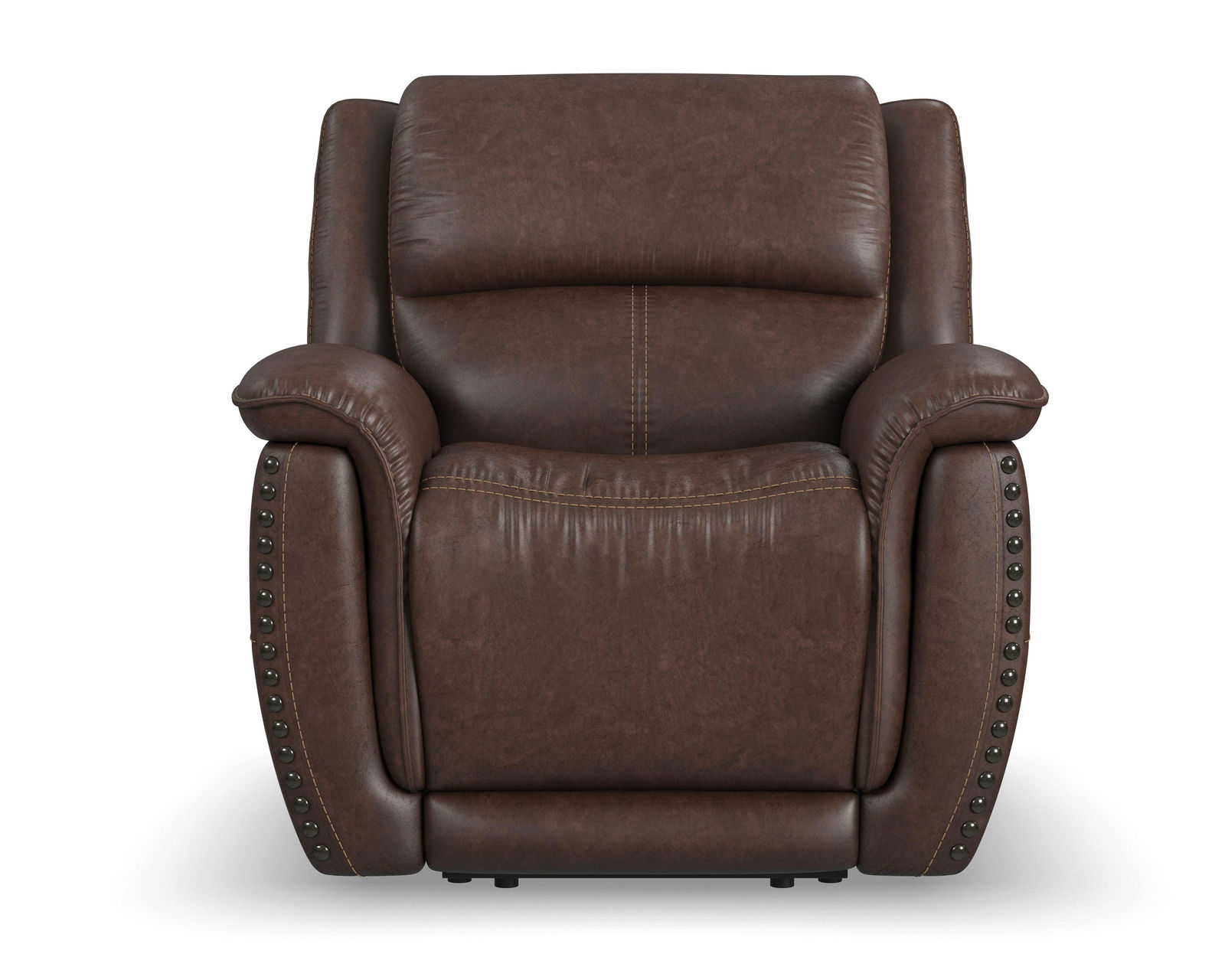 Beau 1011 Power Headrest Power Reclining Console Loveseat (Chocolate faux leather fabric) in stock - Beau Power Recliner with Power Headrest