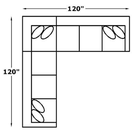 Layout G: Three Piece Sectional 120" x 120"