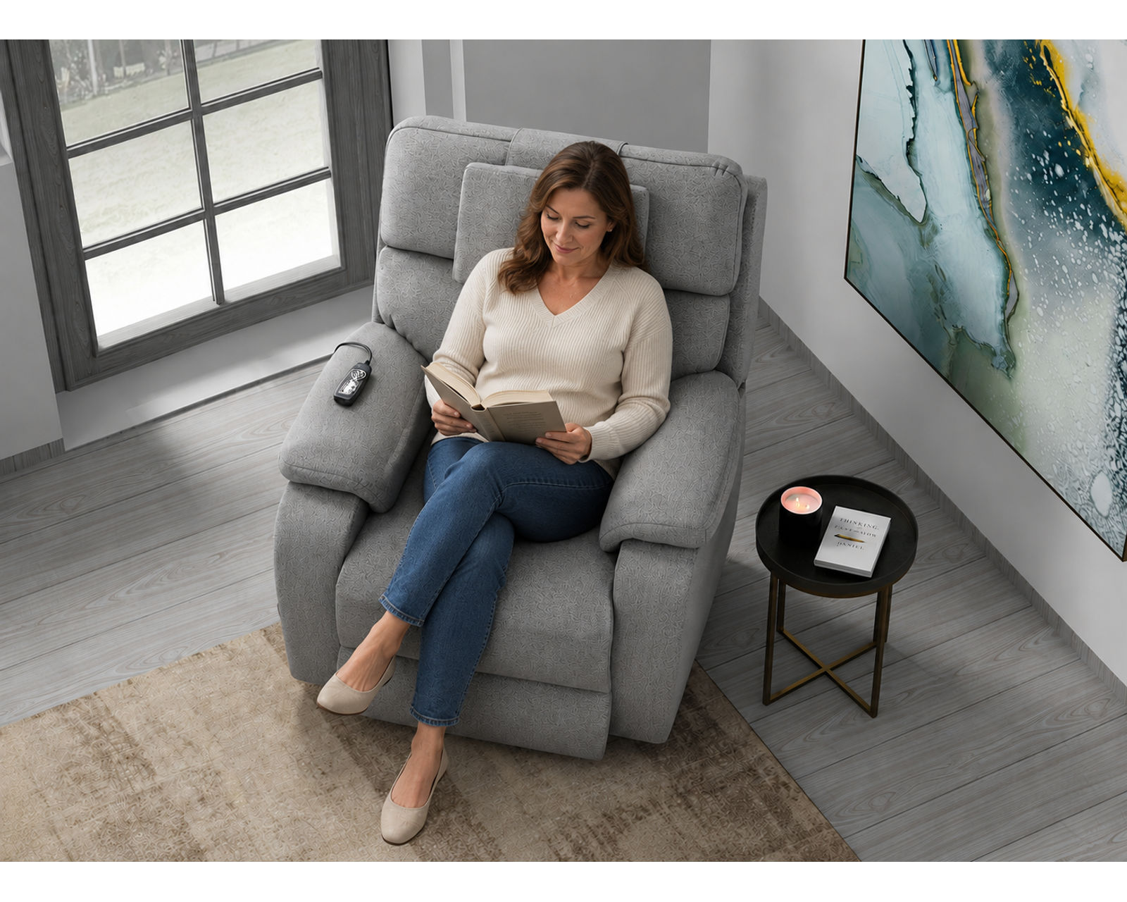 Dreamtime Power Headrest Lay Flat Recliner with CR3 Heat, Massage, Zero Gravity & Nanobionic Performance Fabric (3 colors) - The Power to Relax Your Way.