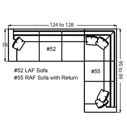 Layout G: Two Piece Sectional 124" x 95" (Size varies due to arm selection)