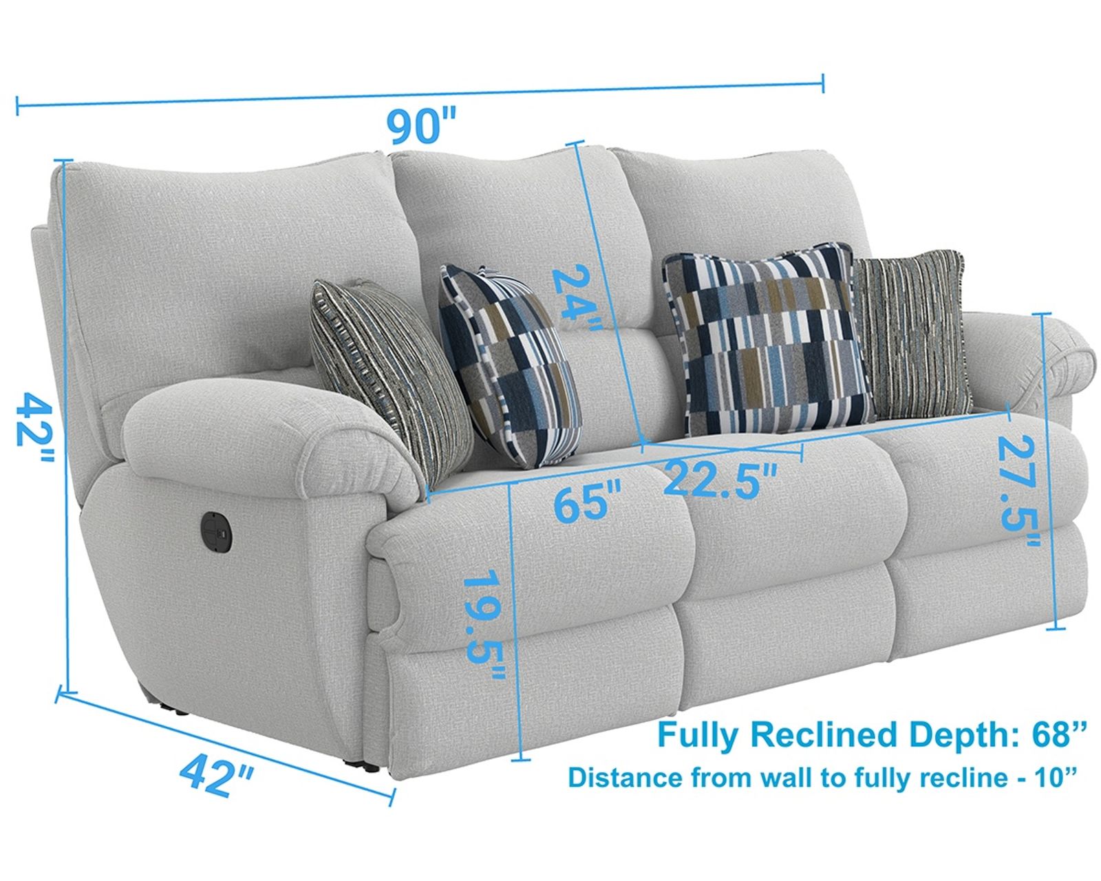 Lenny 90" Power Lay Flat Reclining Sofa (2 colors) - Made for Life's Best Moments.