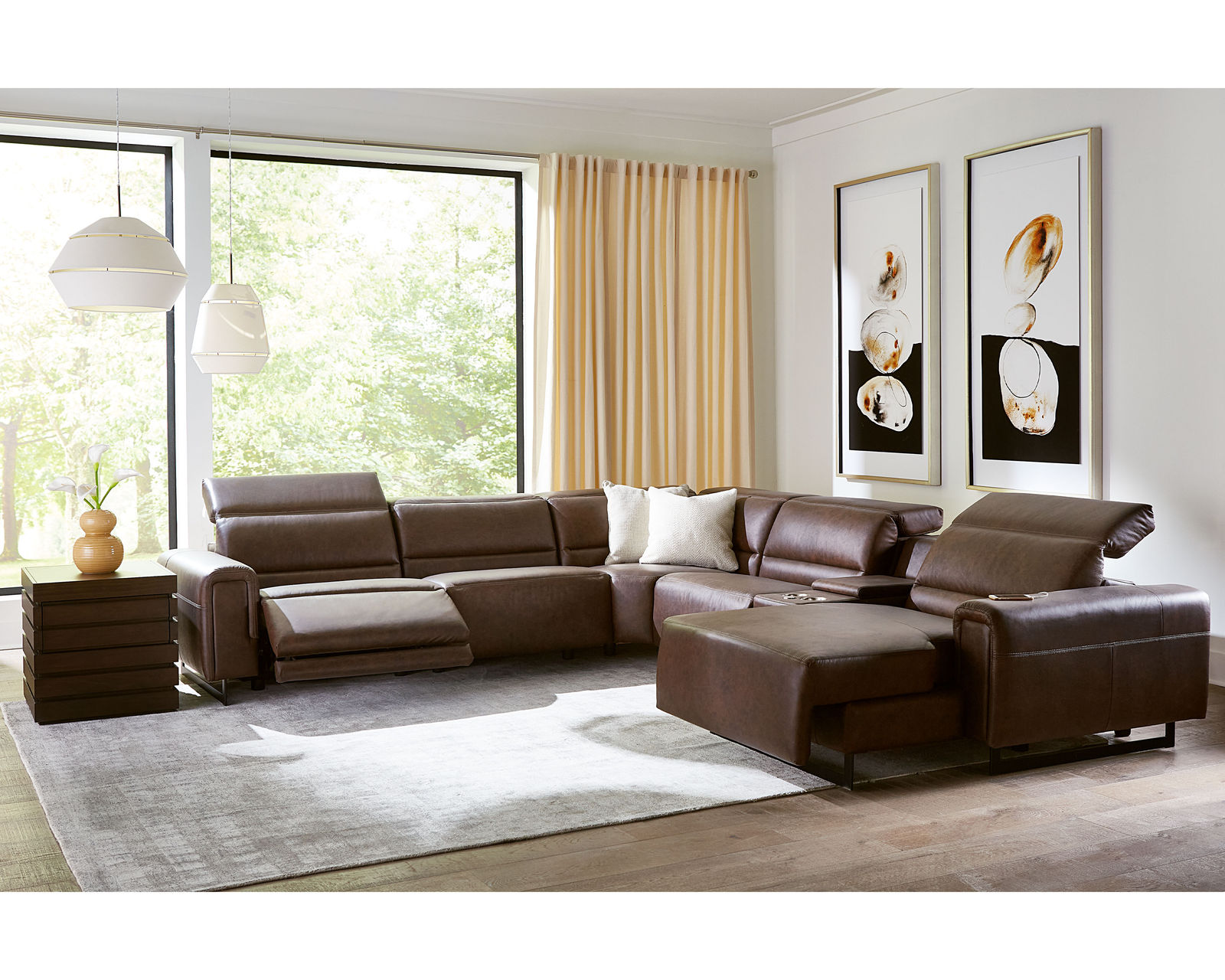 Armina 44010 Power Headrest Power Reclining Sectional (+100 leathers) - Create your home entertainment room