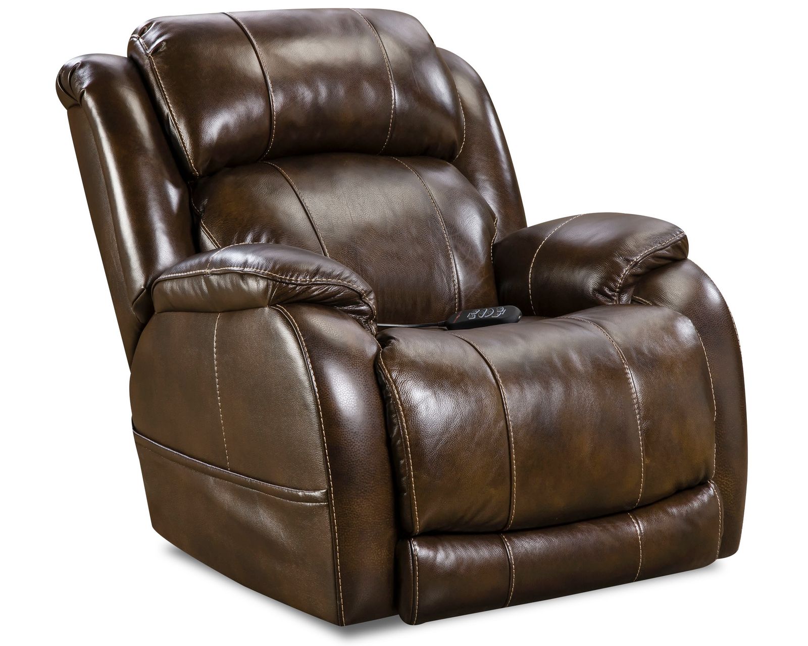 Montana 77" Triple Power Leather Reclining Console Loveseat (In stock) - Montana Triple Power Wall Saver Recliner