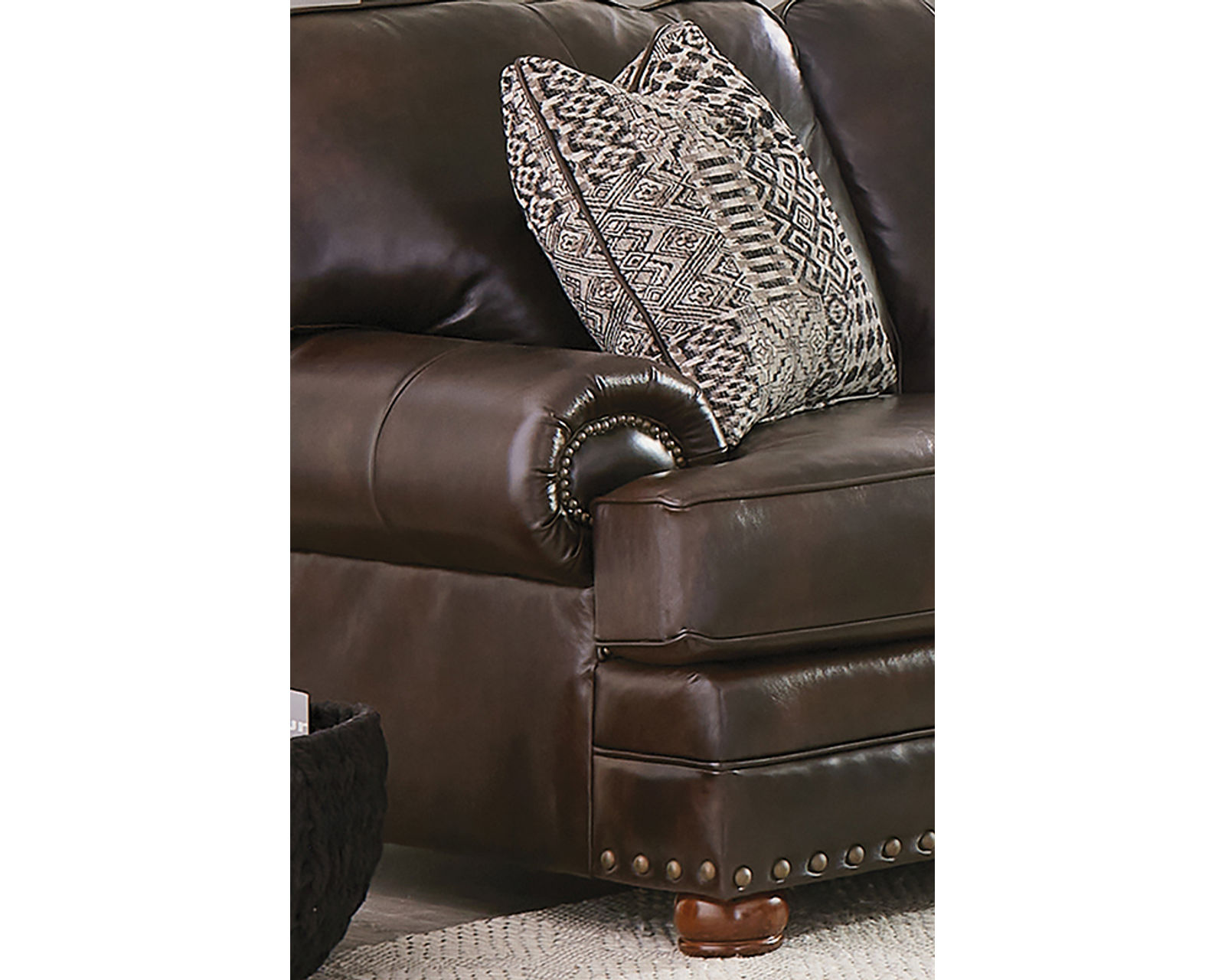 Roberto 94" Top Grain Leather Touch Sofa (Includes Pillows) In stock - Nailhead Trim
