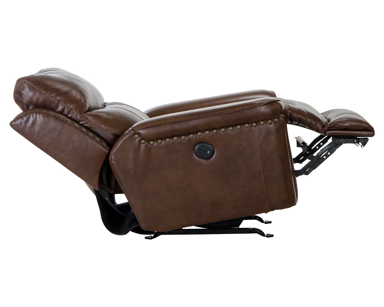 Ceretti 87" Italian Leather Brass Nail Head Power Reclining Sofa - Deep Comfort. Lasting Support.