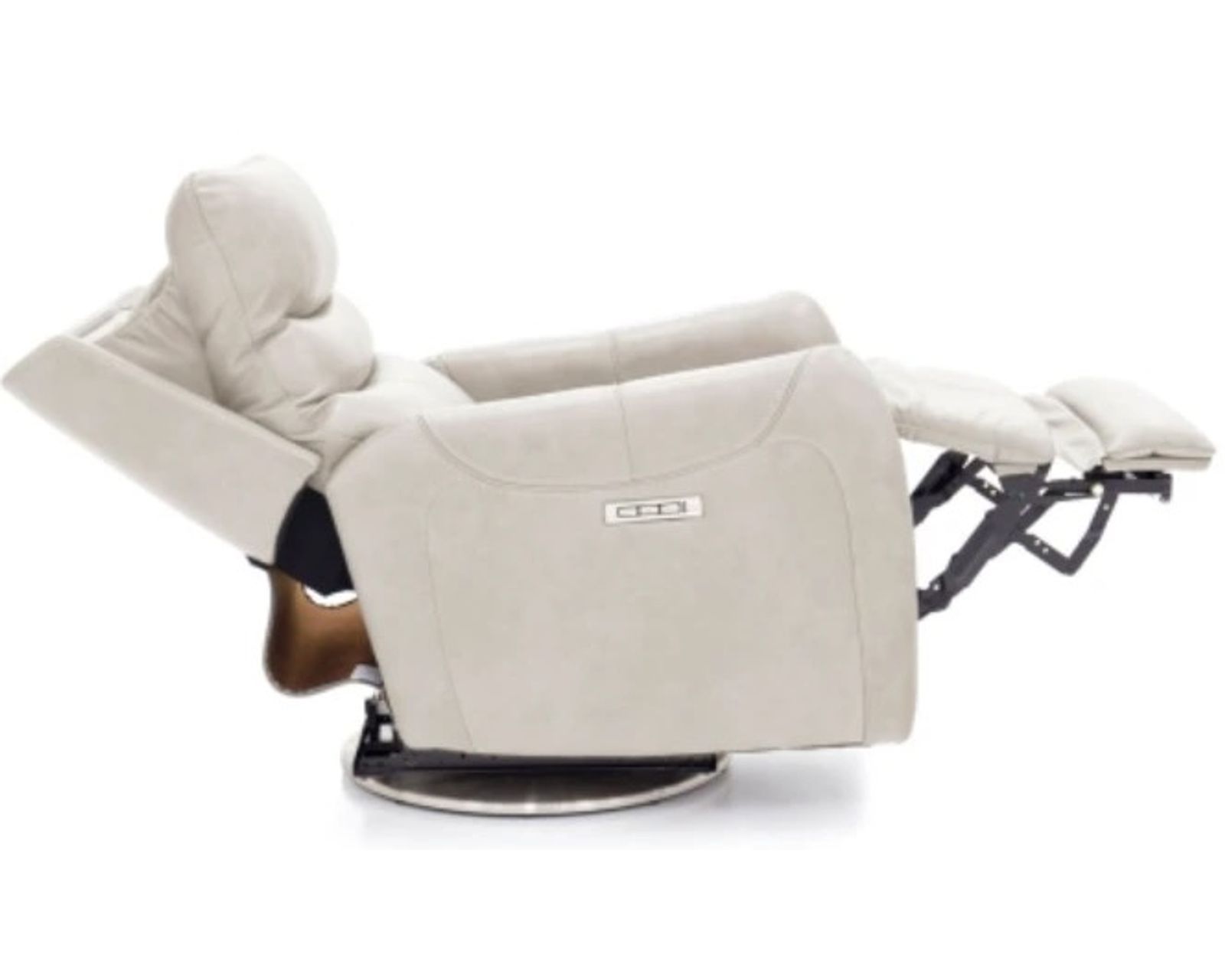 San Marco Swivel Recliner w/Power Recline, Power Head Rest & Power Lumbar (Lay Flat) - Dove (In stock)