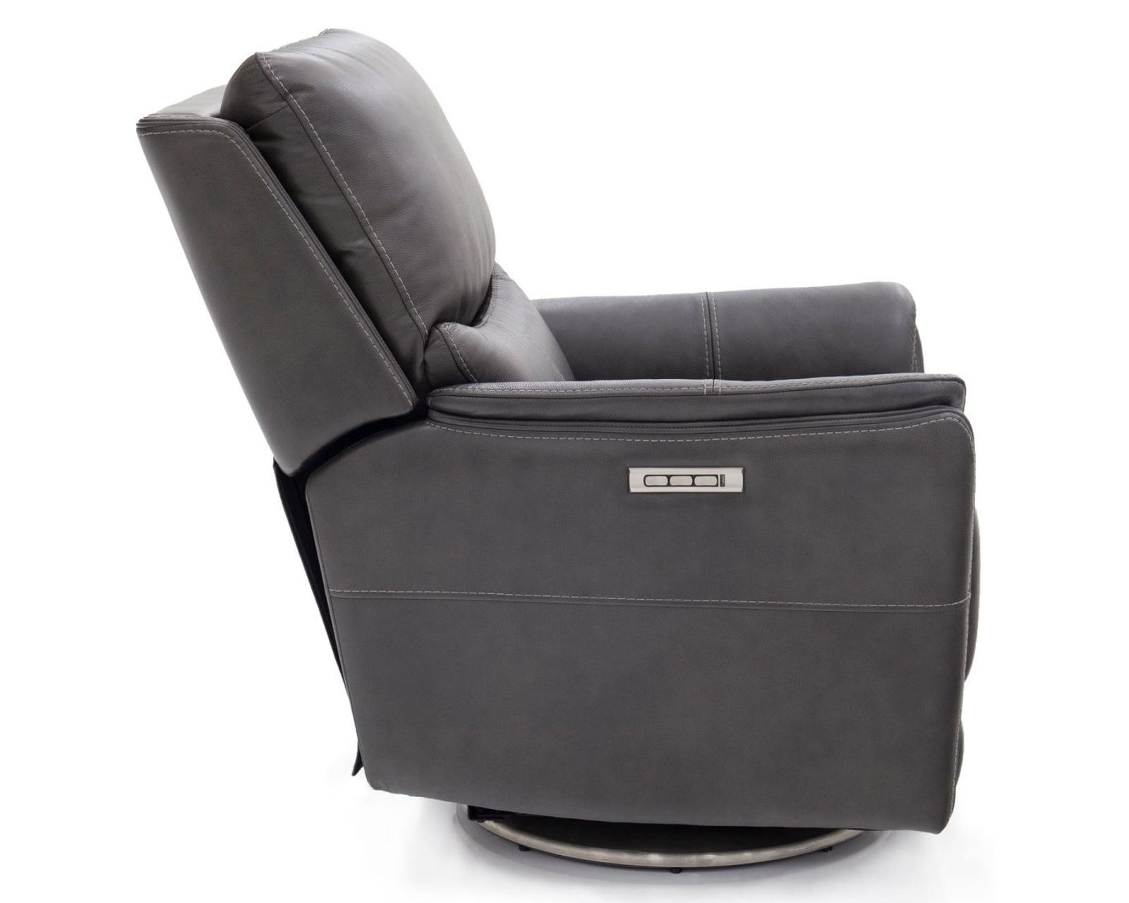 Salem Swivel Recliner w/Power Recline, Power Head Rest & Power Lumbar (Lay Flat) - Steel (In stock)