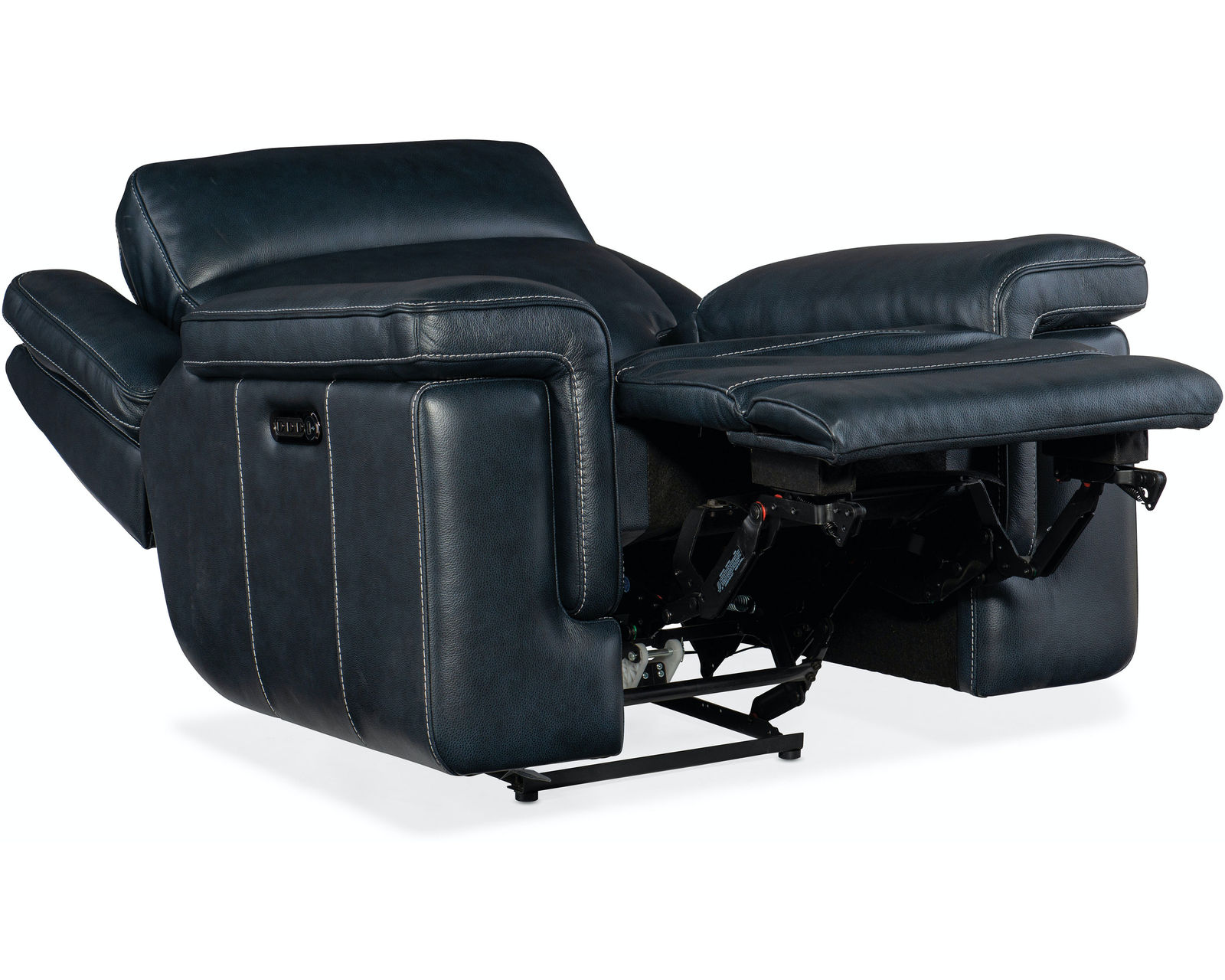 Montel Lay Flat Leather Power Sofa with Power Headrest & Lumbar (Cobalt) In stock - Montel Lay Flat Power Recliner with Power Headrest & Lumbar