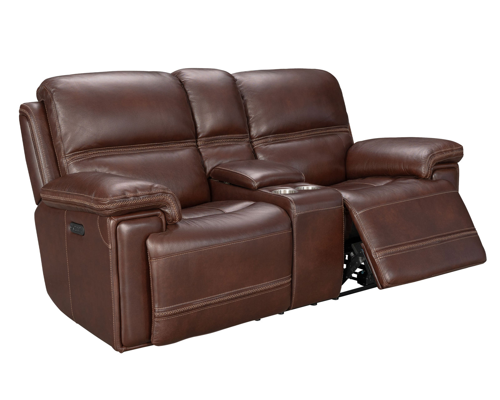 Sedrick 90" Leather Power Headrest Power Reclining Sofa (Walnut) In stock - All leather everywhere your body touches