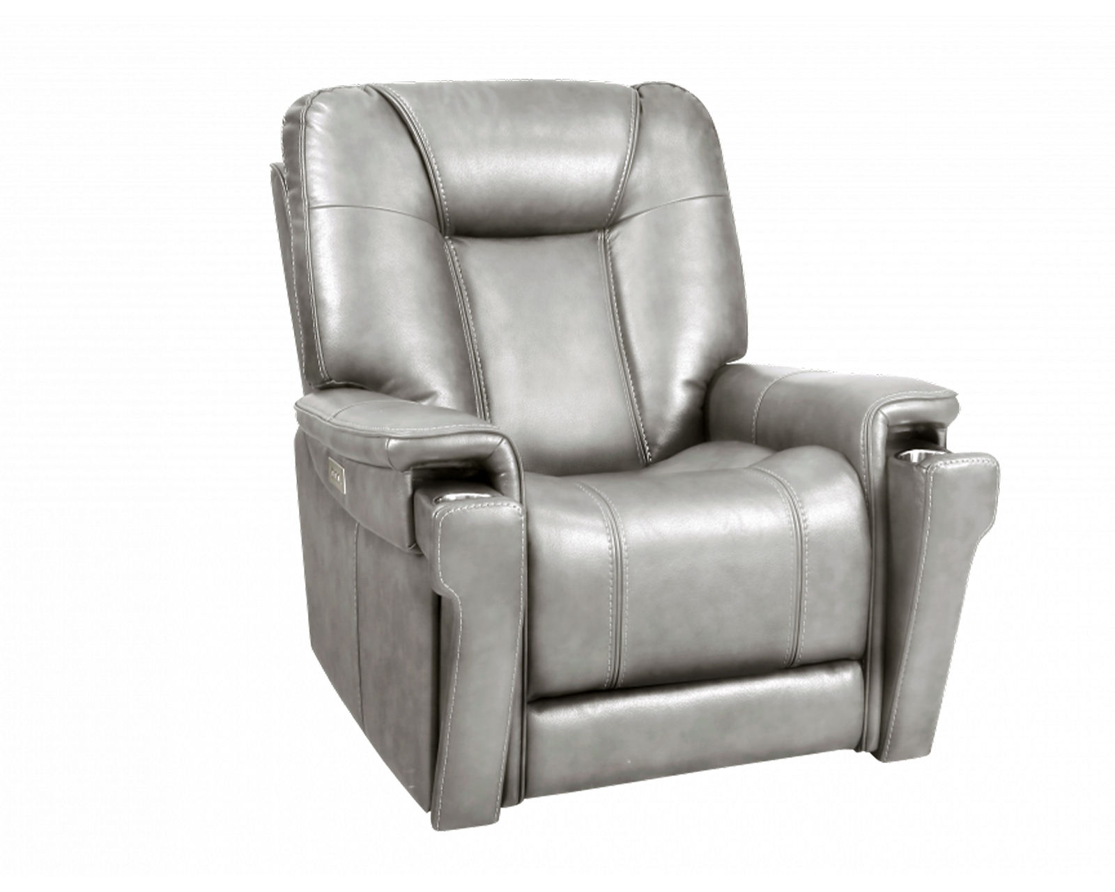  Sanibel 88" Sofa w/Power Recline, Power Head Rests & Power Lumbar (Lay Flat) Dove Leather (In stock) - Pop out cupholders on both arms