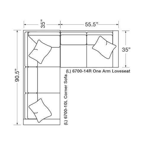 Layout B: Two Piece Sectional (90.5" x 111")