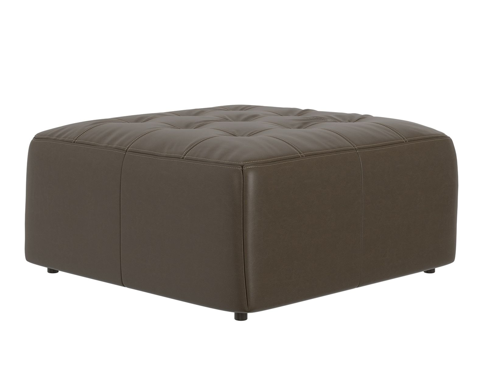 Siena Modular Top Grain Leather Sectional (includes pillows) - Siena 40" Square Cocktail Ottoman
