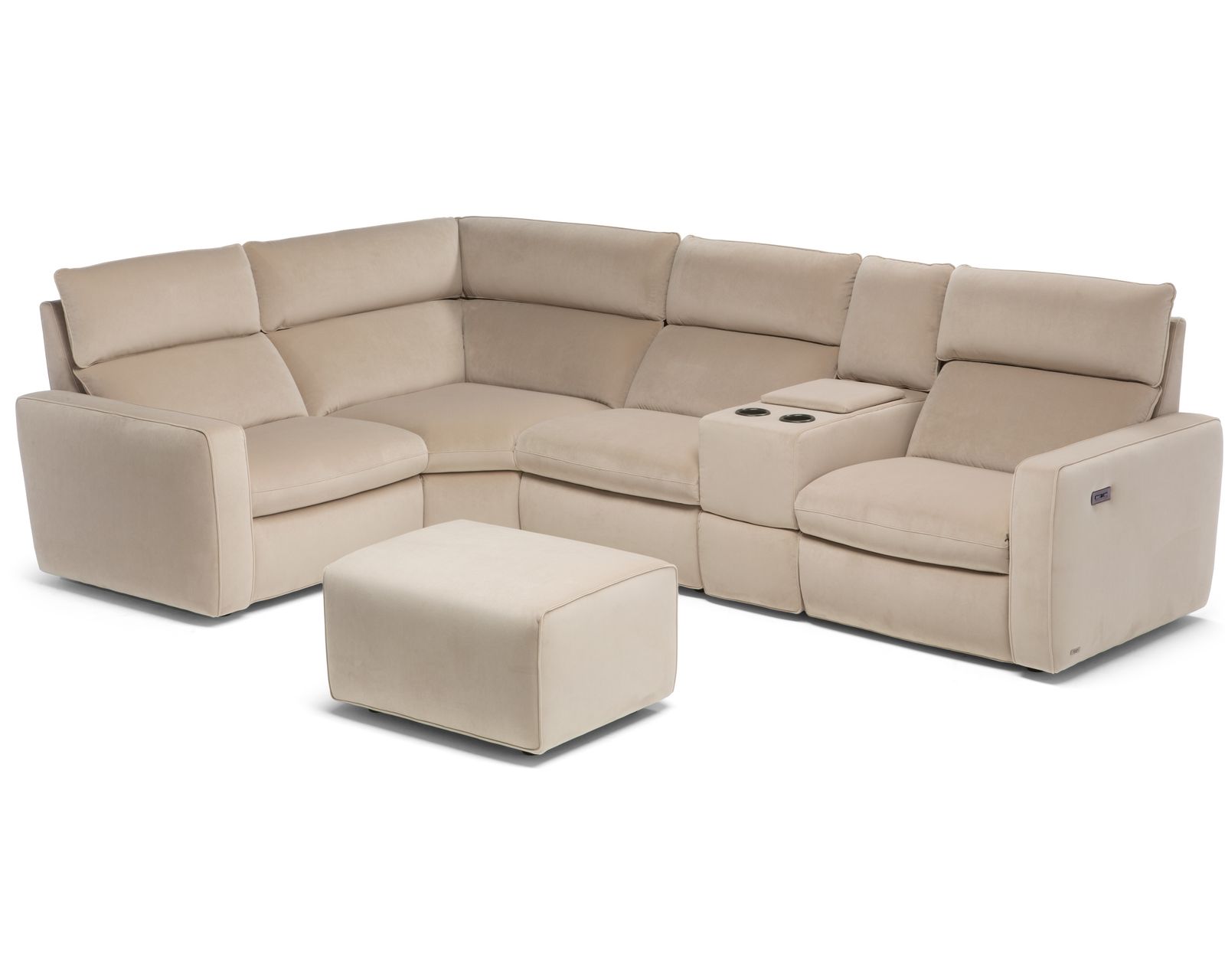 Timoti C252 Power Headrest Power Reclining Sectional (+40 fabrics) - Layout F: Five Piece Sectional 83" x 128" (2 recliners)