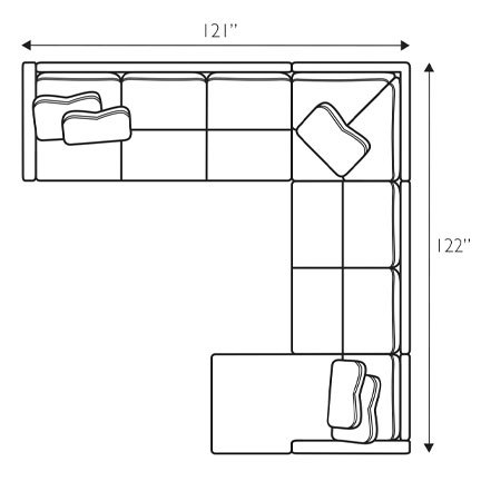 Layout D: Four Piece Sectional 121" x 122"