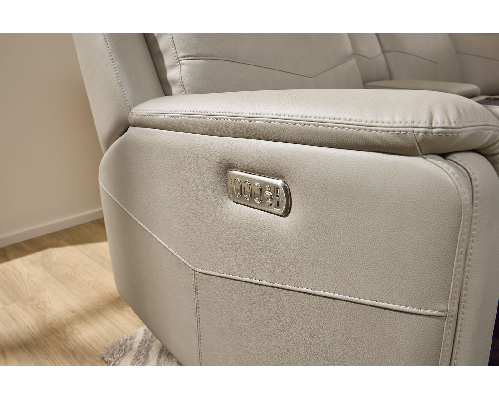Vernon 1592 Triple Power Reclining Sectional with Heat and Massage (2 colors) 386-01 - In stock - Customize your comfort with a power control that independently adjusts the recline, headrest, and lumbar support