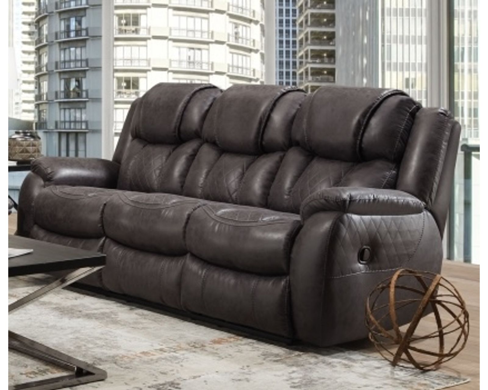 Rayna 88" Double Reclining Sofa Grey (In stock) - Rayna 88" Double Reclining Sofa Grey (In stock)